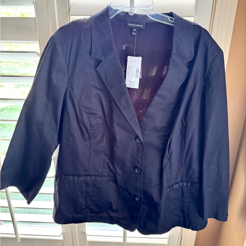 Fashion Bug Black Plus Size Blazer Jacket 3X NWT Professional Office Wear